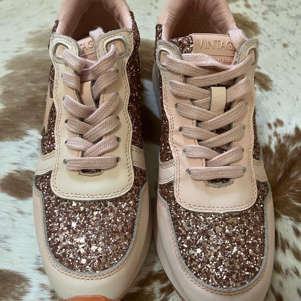 Vintage Havana Splendid Blush Pink Glitter Women's Sneakers size 7.5